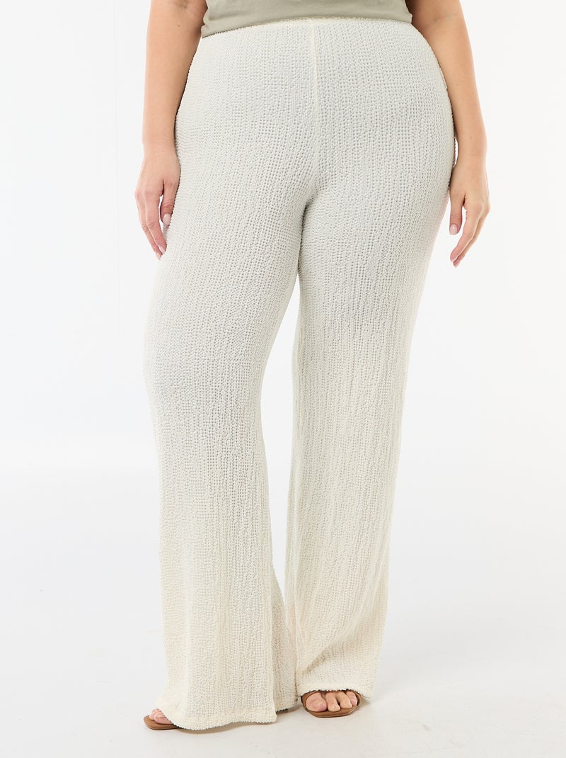Wijde broek van gewafelde stof Wit - Kiabi