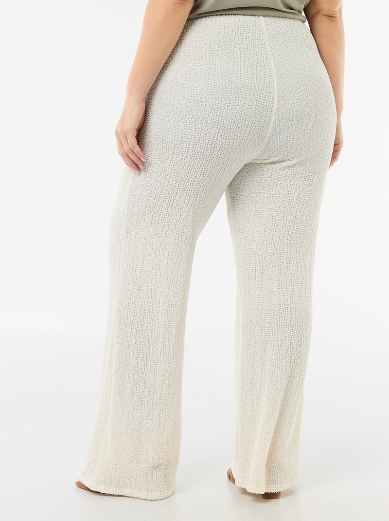 Wijde broek van gewafelde stof Wit - Kiabi