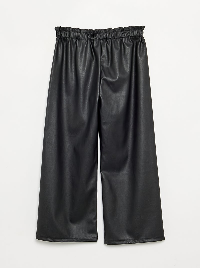 Wijde broek van imitatieleer Zwart - Kiabi