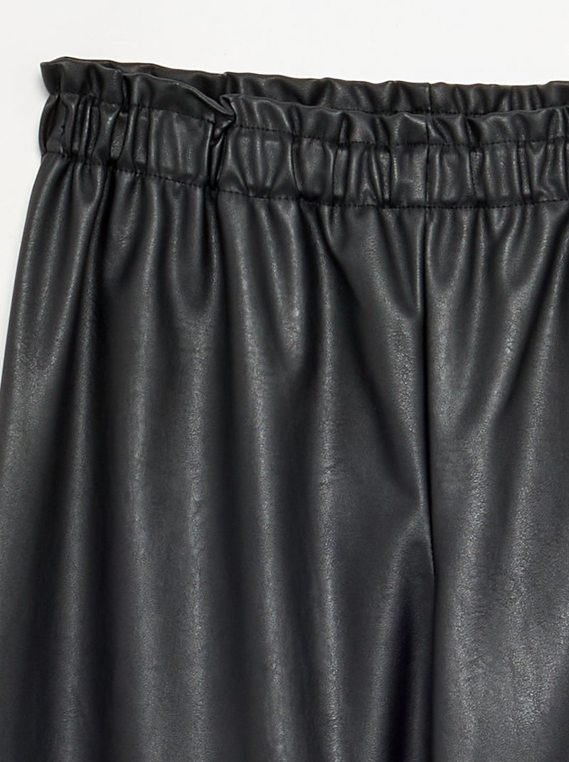 Wijde broek van imitatieleer Zwart - Kiabi