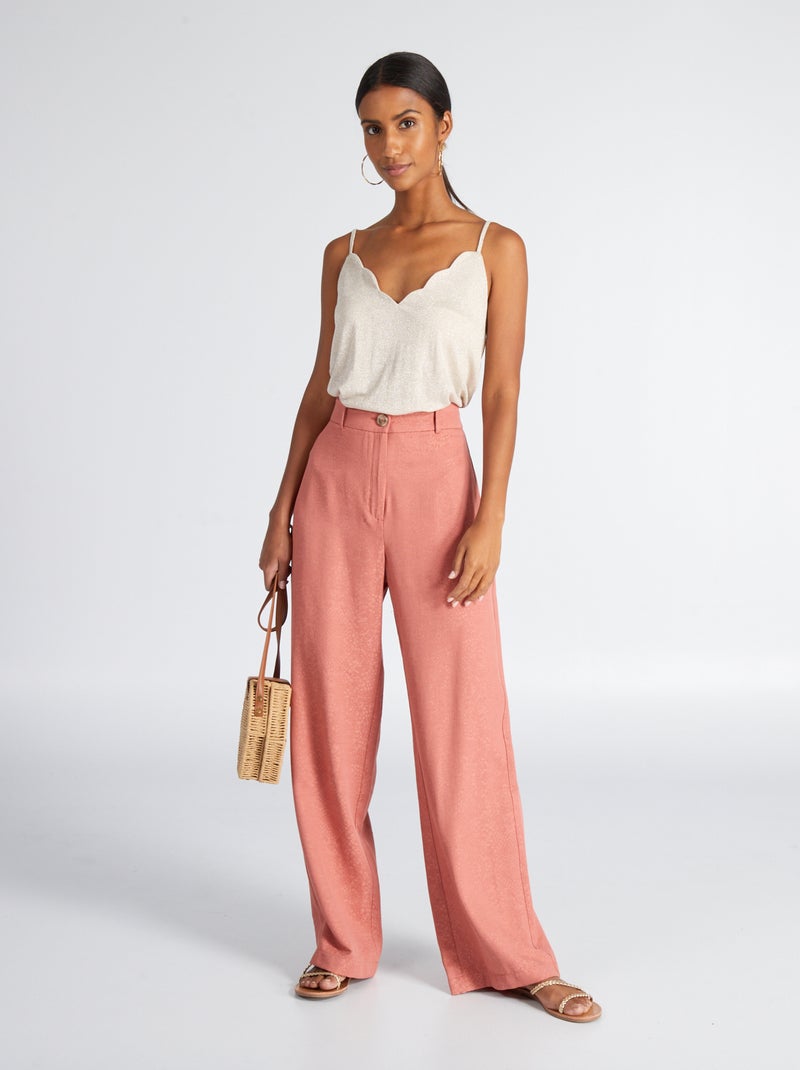 Wijde broek van jacquard ROSE - Kiabi