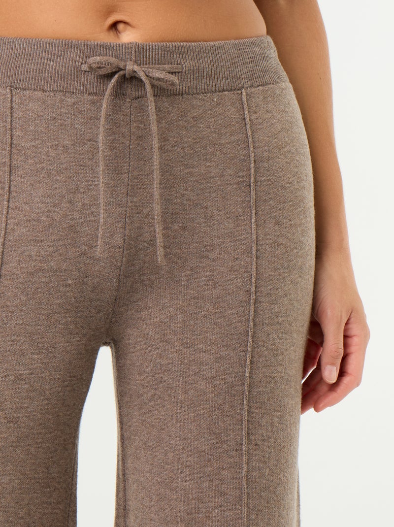 Wijde broek van jerseytricot Biege - Kiabi