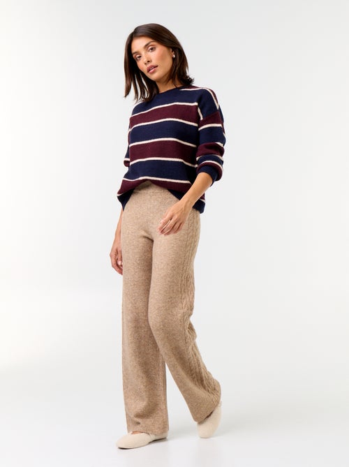 Wijde broek van jerseytricot - Kiabi