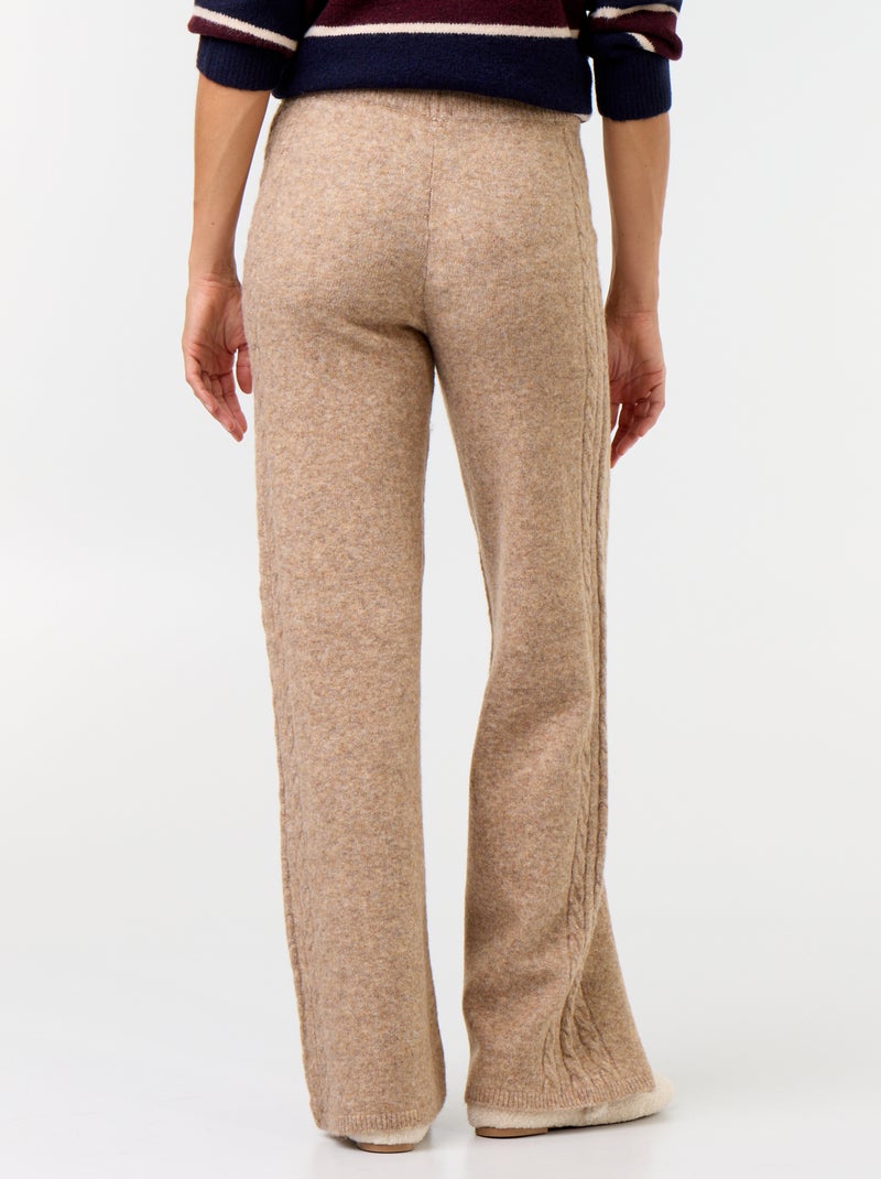 Wijde broek van jerseytricot Biege - Kiabi