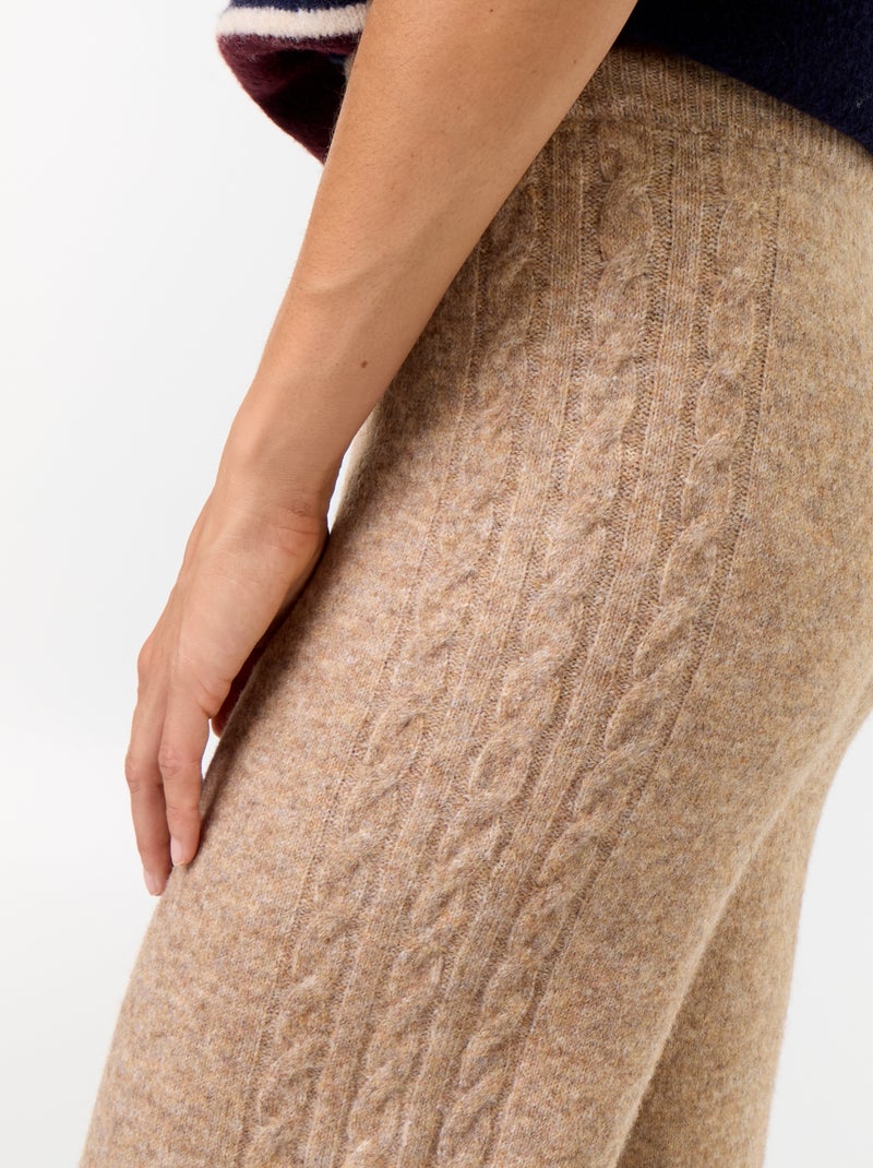 Wijde broek van jerseytricot Biege - Kiabi
