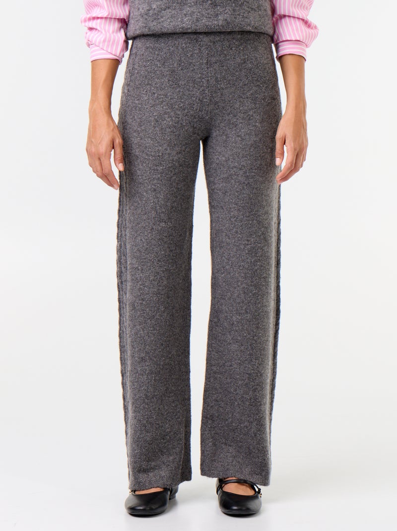 Wijde broek van jerseytricot Grijs - Kiabi