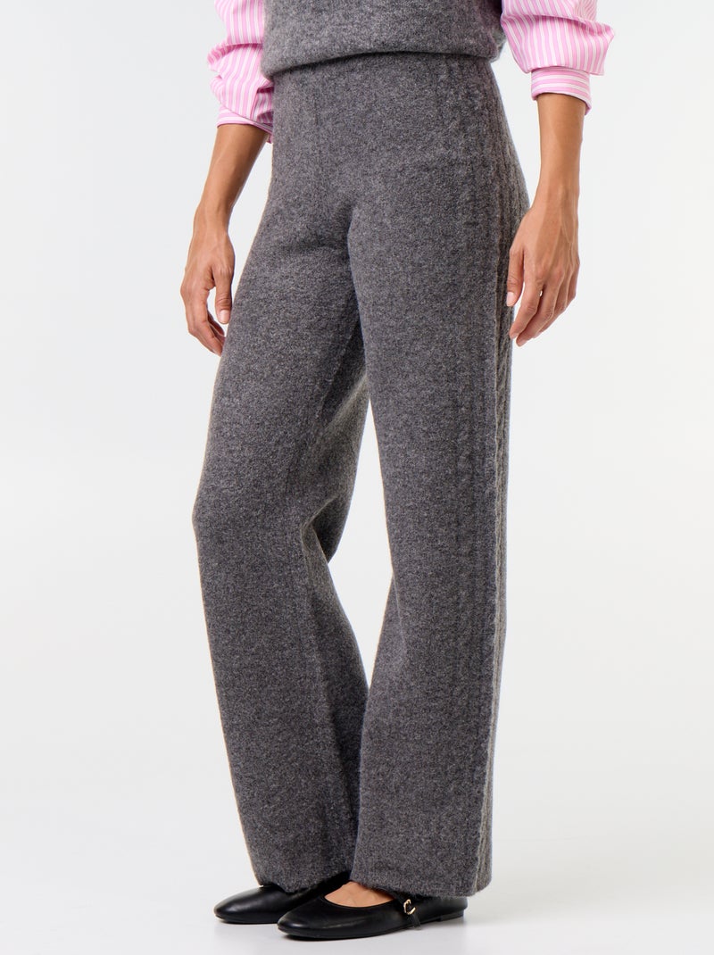 Wijde broek van jerseytricot Grijs - Kiabi