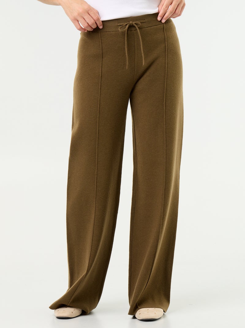 Wijde broek van jerseytricot Groen - Kiabi