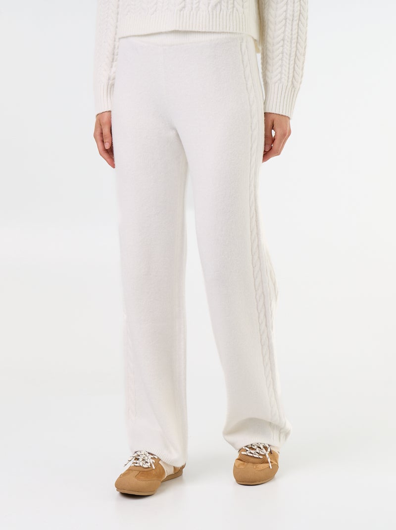 Wijde broek van jerseytricot Wit - Kiabi