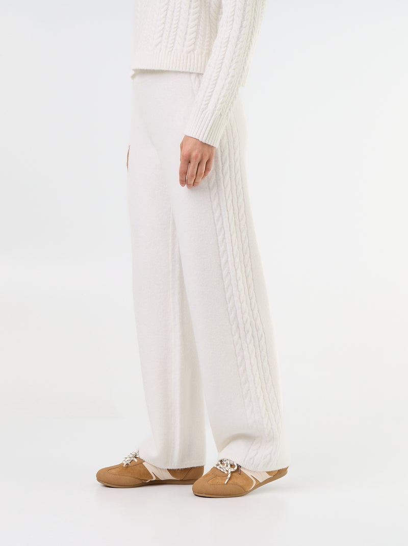 Wijde broek van jerseytricot Wit - Kiabi