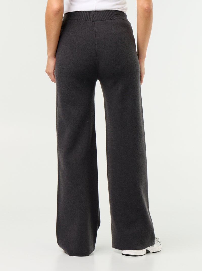 Wijde broek van jerseytricot Zwart - Kiabi