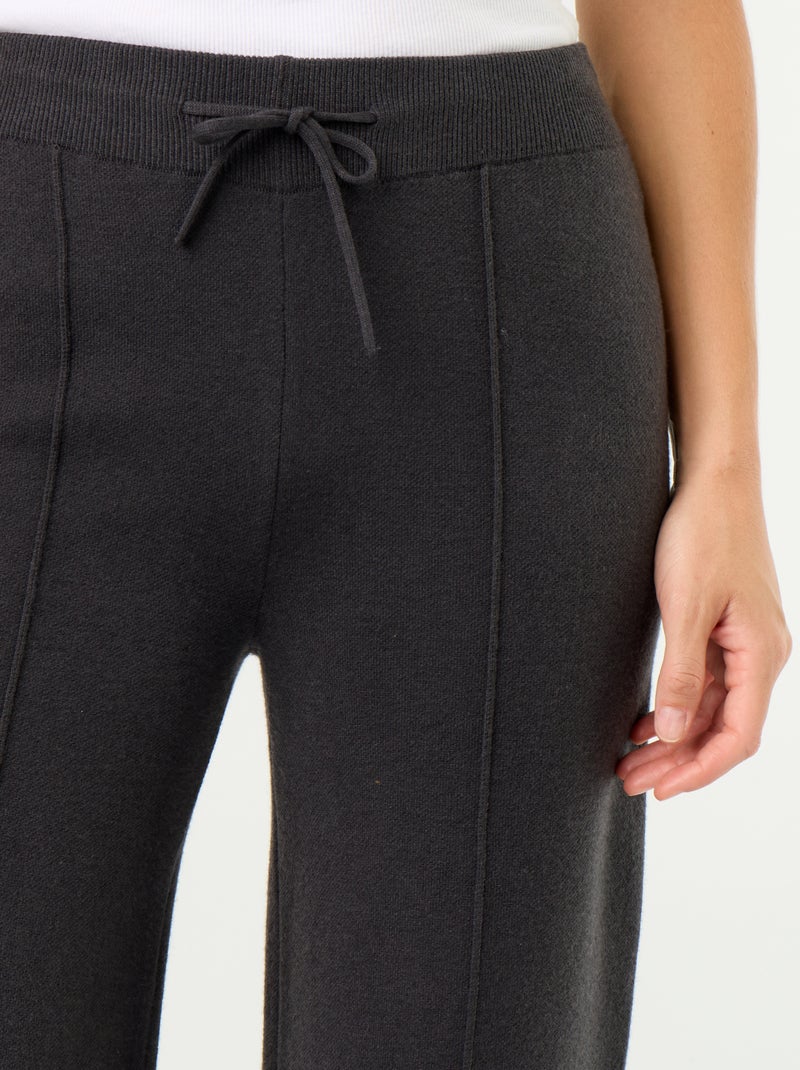 Wijde broek van jerseytricot Zwart - Kiabi