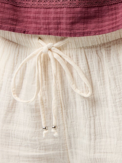 Wijde broek van katoenen gaas - Kiabi