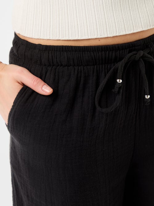 Wijde broek van katoenen gaas - Kiabi