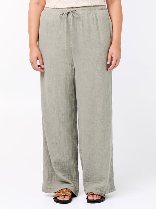 Wijde broek van katoengaas - Kiabi