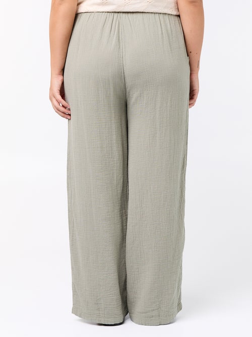 Wijde broek van katoengaas - Kiabi