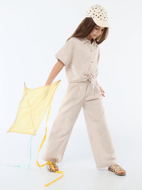 Wijde broek van linnenmix - Kiabi