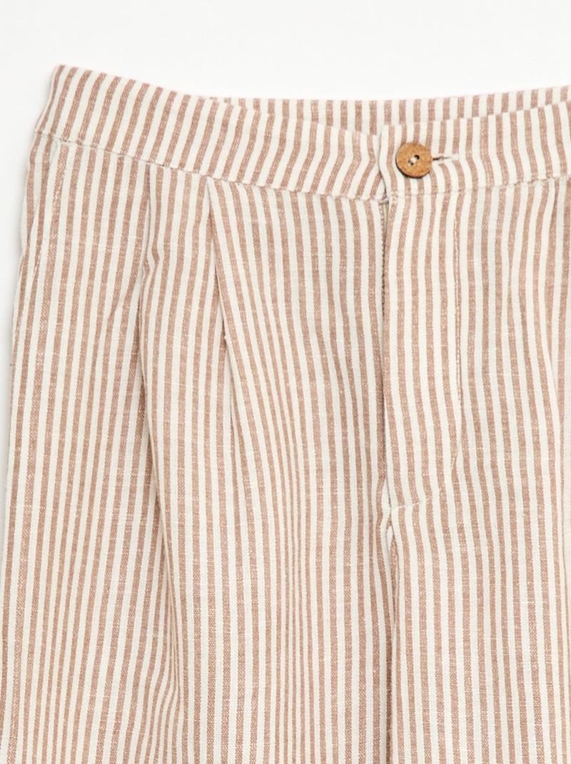 Wijde broek van linnenmix Biege - Kiabi