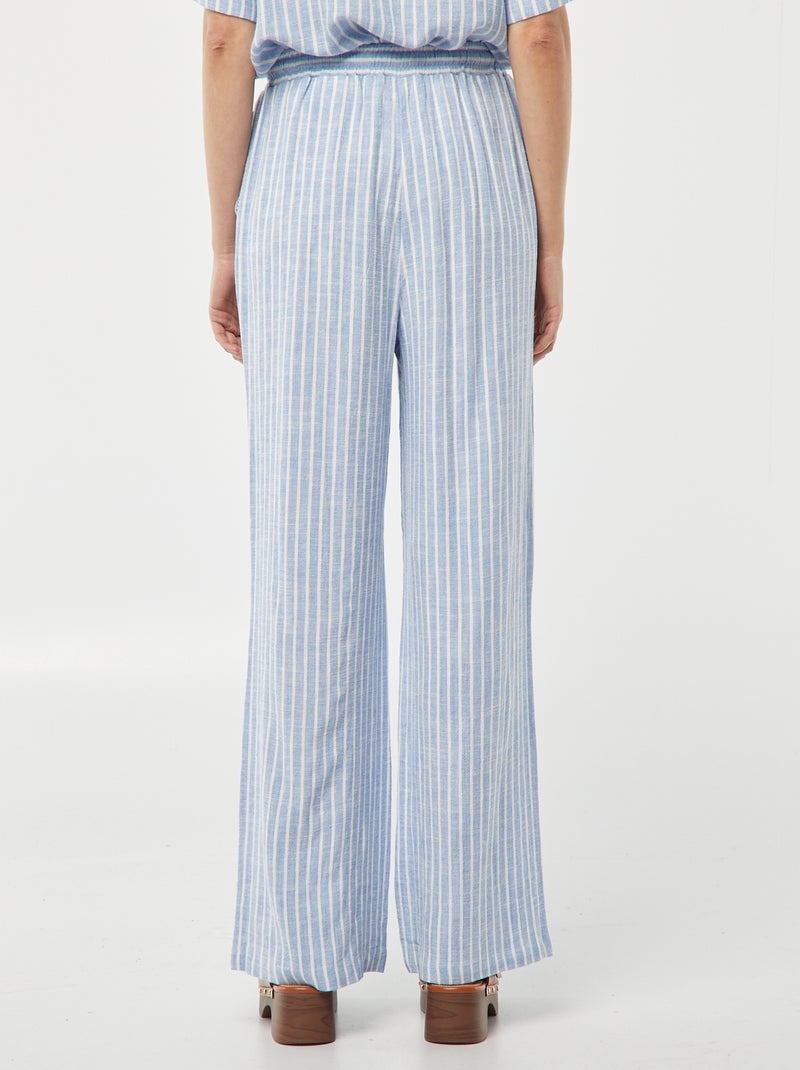 Wijde broek van linnenmix BLAUW - Kiabi