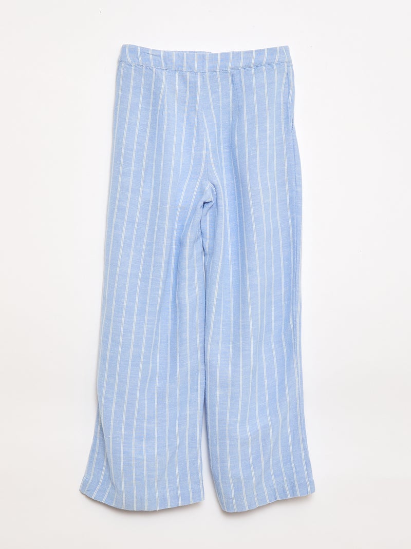 Wijde broek van linnenmix Blauw - Kiabi