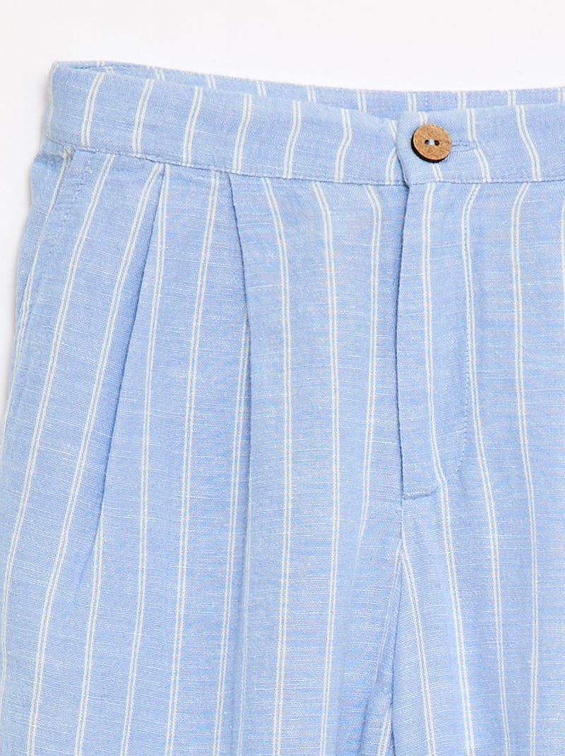 Wijde broek van linnenmix Blauw - Kiabi