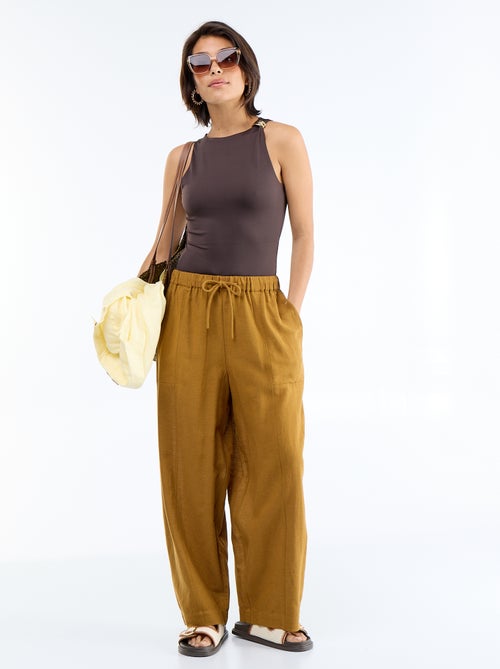 Wijde broek van linnenmix - Kiabi