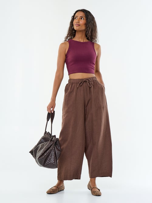 Wijde broek van linnenmix - Kiabi