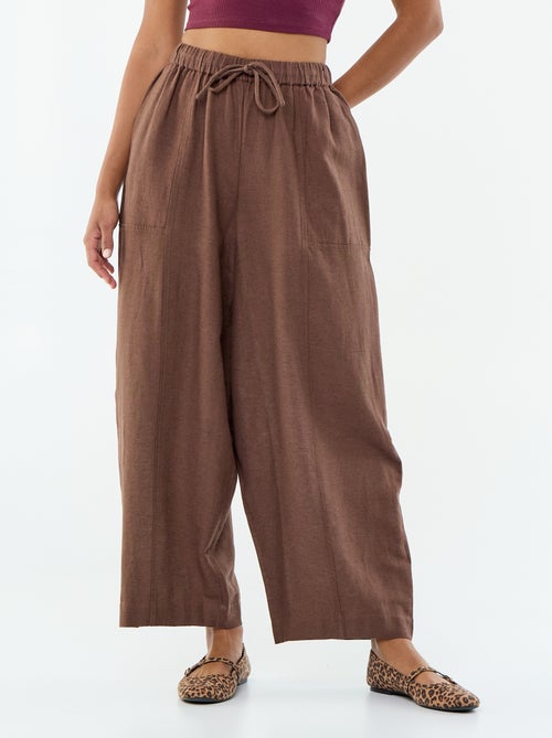 Wijde broek van linnenmix - Kiabi