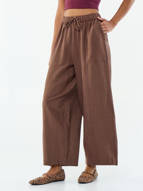 Wijde broek van linnenmix - Kiabi