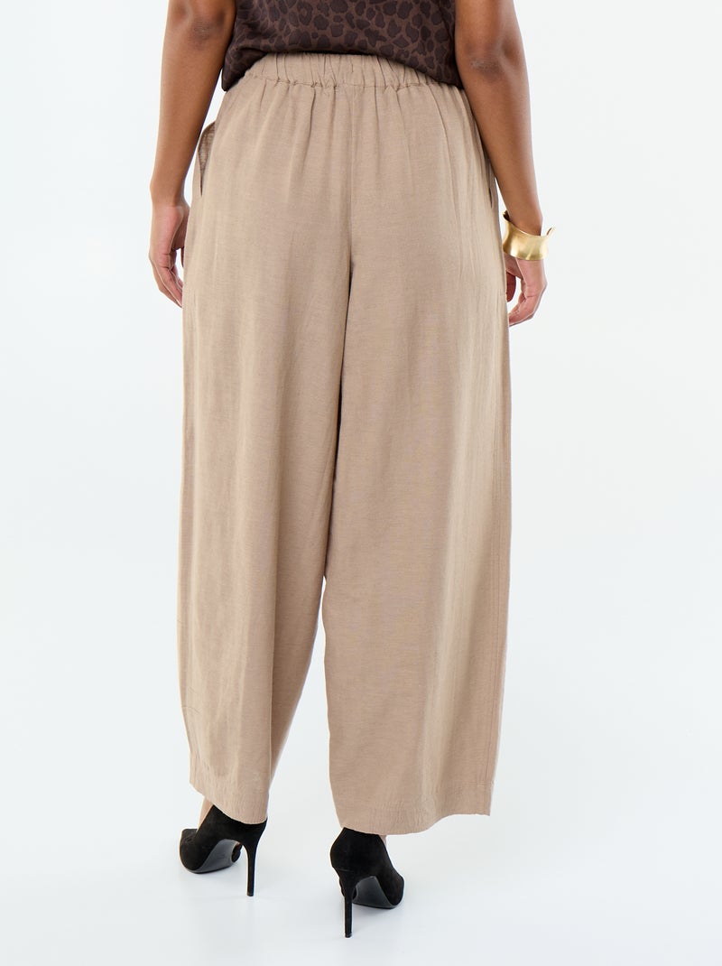 Wijde broek van linnenmix Bruin - Kiabi