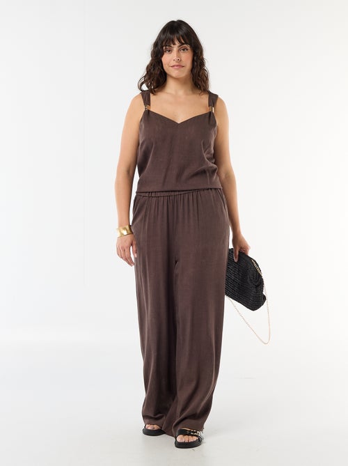 Wijde broek van linnenmix - Kiabi