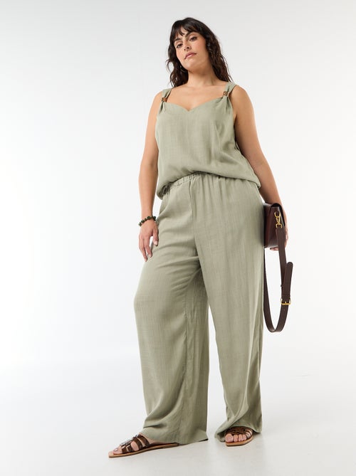 Wijde broek van linnenmix - Kiabi