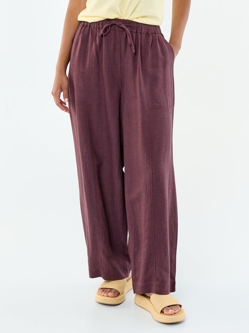 Wijde broek van linnenmix - Kiabi
