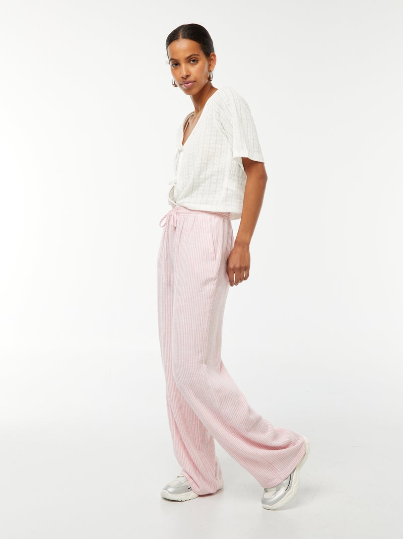 Wijde broek van linnenmix Rose - Kiabi