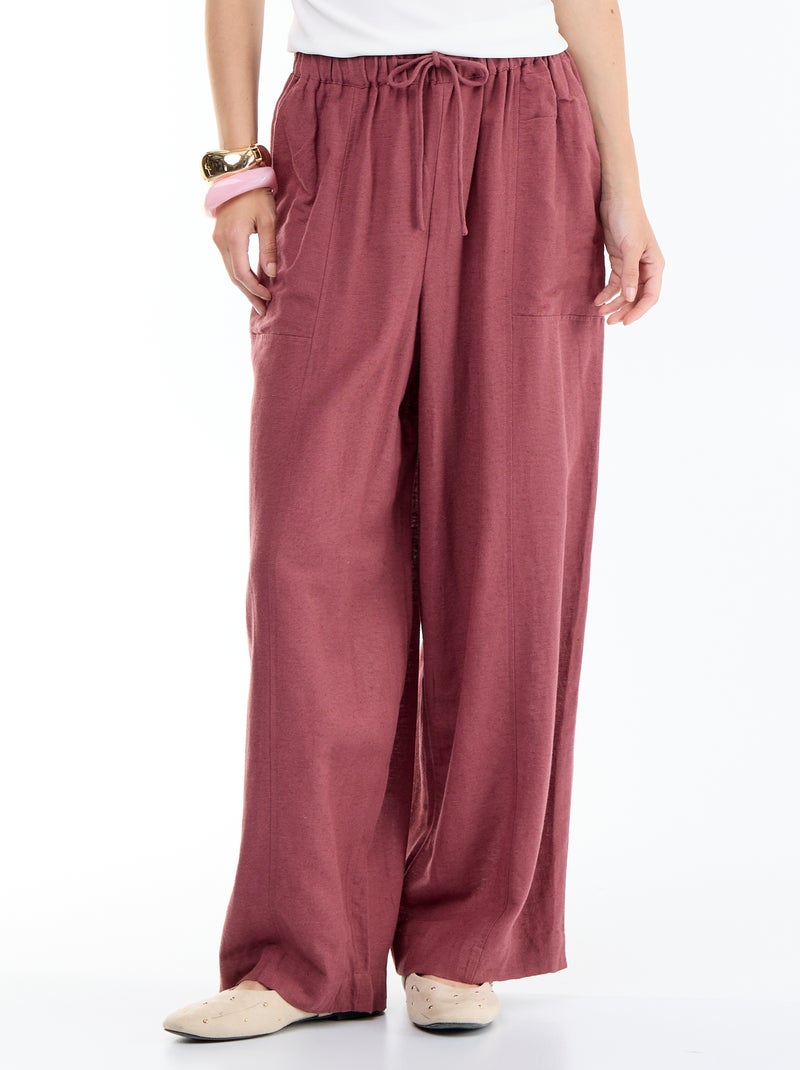 Wijde broek van linnenmix Rose - Kiabi