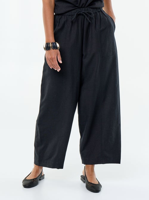 Wijde broek van linnenmix - Kiabi