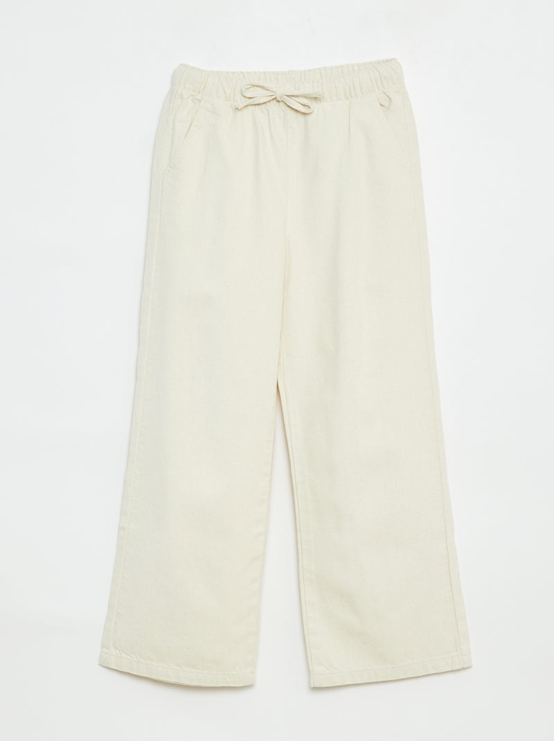 Wijde broek van luchtige stof Wit - Kiabi