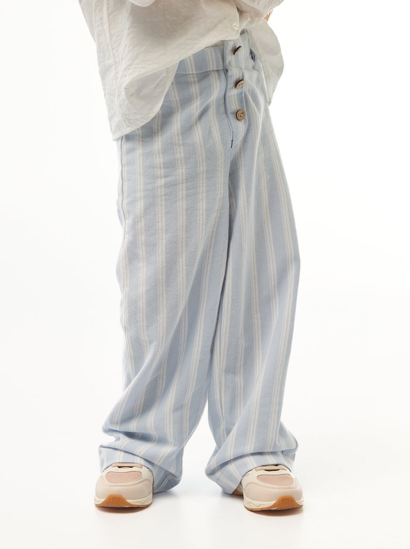 Wijde broek van piquéstof - gemakkelijk aan te trekken collectie Blauw - Kiabi