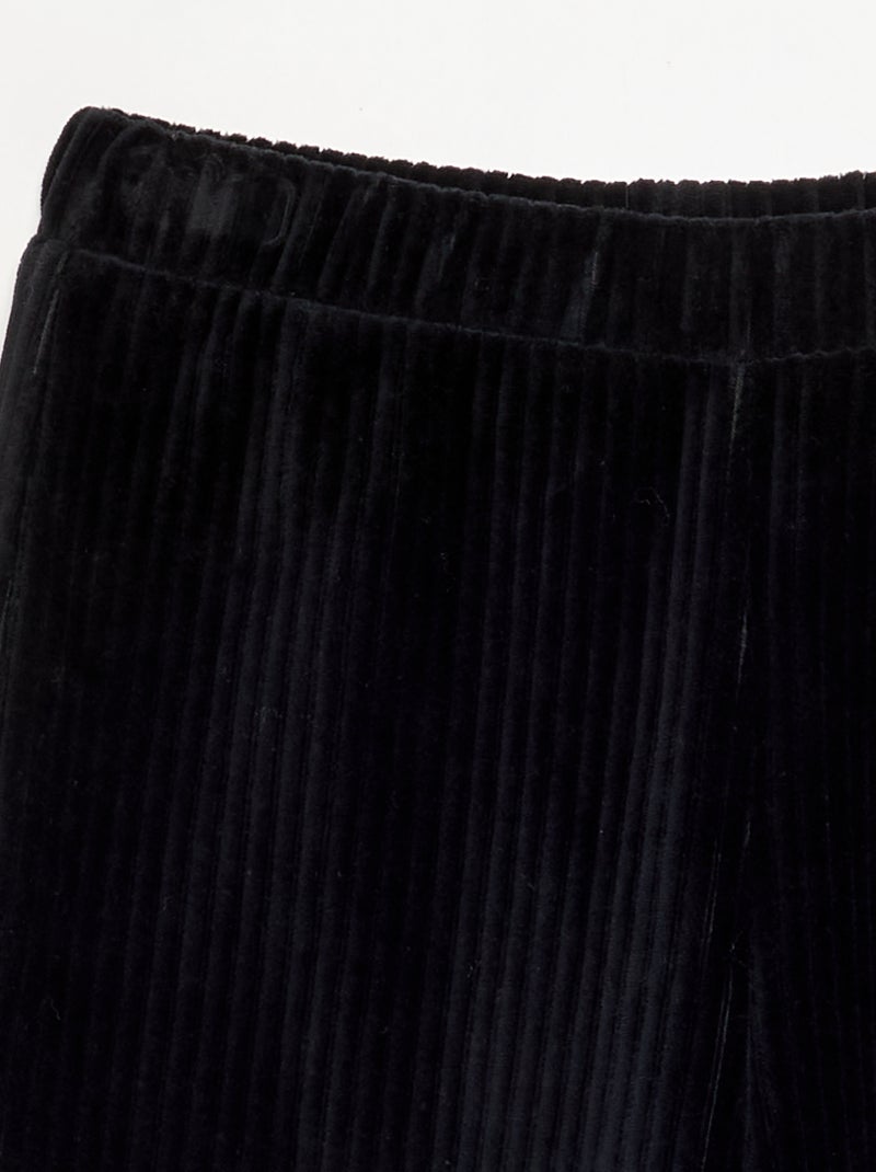 Wijde broek van ribfluweel Zwart - Kiabi