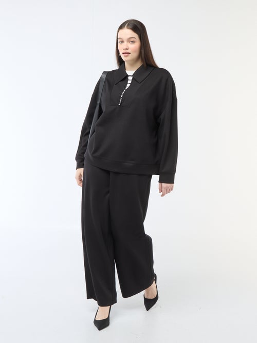 Wijde broek van ribstof met stretch - Kiabi