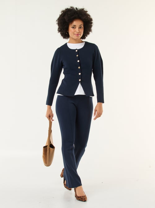 Wijde broek van stevige, effen ribjersey - Kiabi