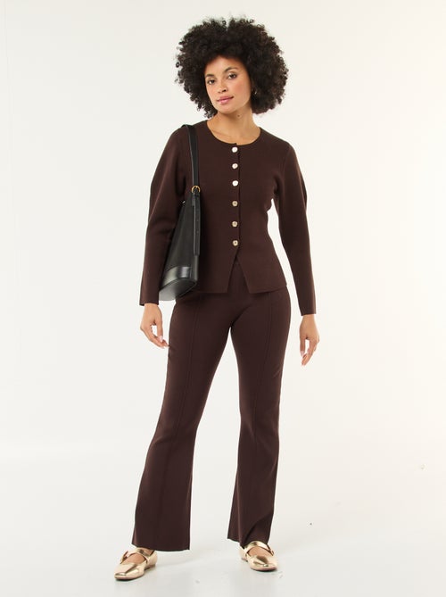 Wijde broek van stevige, effen ribjersey - Kiabi