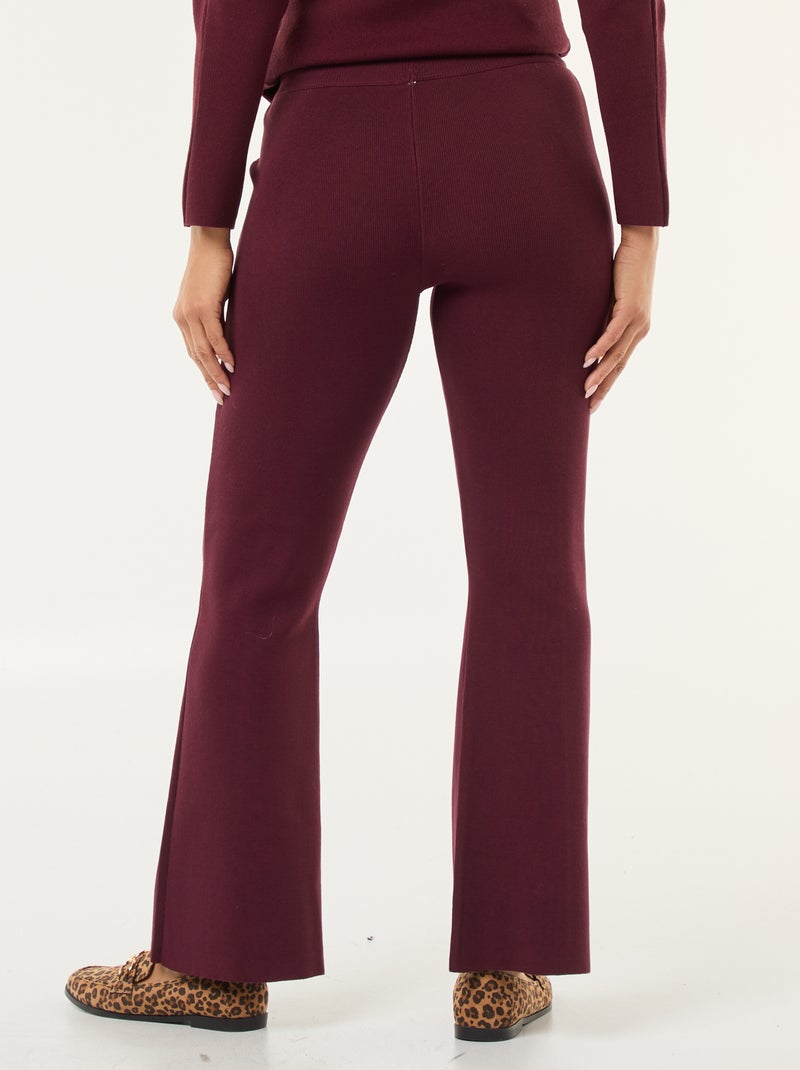 Wijde broek van stevige, effen ribjersey Rood - Kiabi