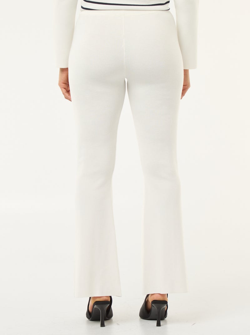 Wijde broek van stevige, effen ribjersey Wit - Kiabi