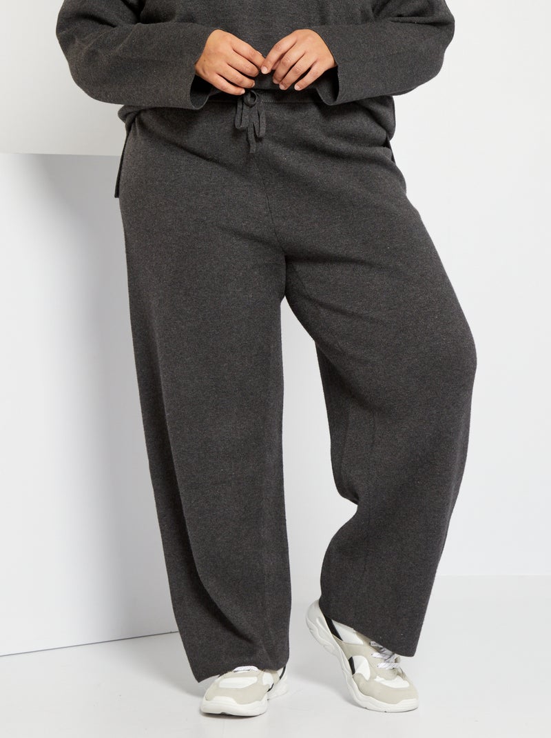 Wijde broek van tricot GRIJS - Kiabi
