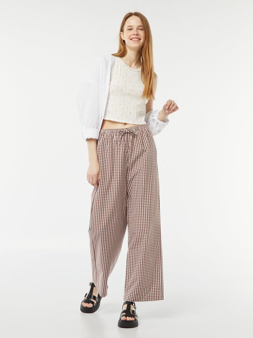 Wijde broek van tricot met wafeltextuur - Kiabi