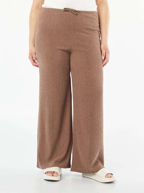 Wijde broek van tricot met wafeltextuur - Kiabi