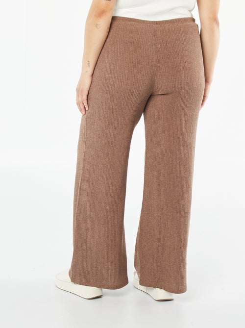 Wijde broek van tricot met wafeltextuur - Kiabi