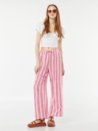 Wijde broek van tricot met wafeltextuur