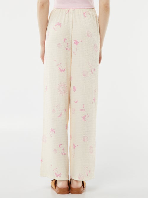 Wijde broek van tricot met wafeltextuur - Kiabi